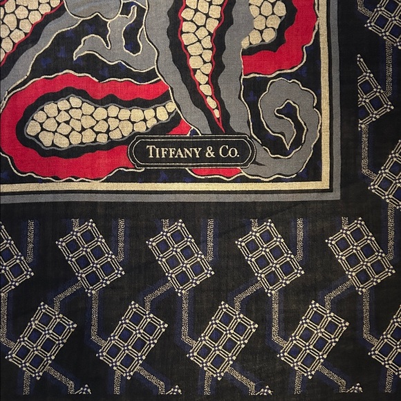 Tiffany & Co. Elegant Blue and Gold Scarf - Picture 2 of 3